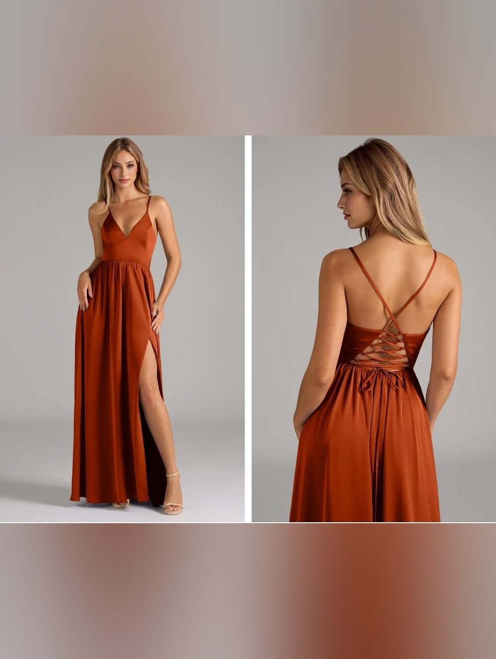 Azazie Aaida A0 Stretch Paprika A-Line Corset Stretch Satin Dress